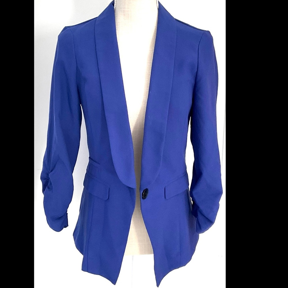 Stoosh Jacket Blazer Rusched Sleeves - EUC